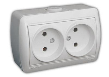 Розетка 2-м. о/п б/з Ната бел. кер. Lezard 710-0200-128