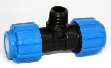 Тройник ПЭ с наруж. труб. резьбой 25х3/4х25 (обж.) ТПК-АКВА