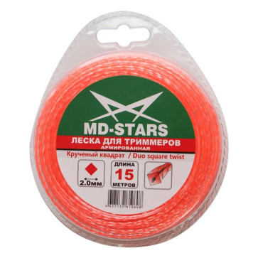 Леска для триммера ф3,0мм х 223м DUO SQUARE TWIST (квадрат круч. арм) "МD-STARS" 
