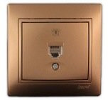 Розетка 1-м телеф. с/п Мира RJ-11 метал/зол. Lezard