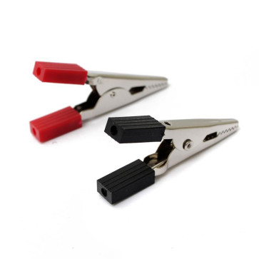 Зажим "крокодил" 10А 50мм черный/красный 2шт 