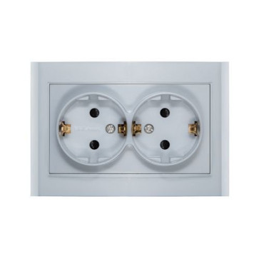 Розетка 2-ая с/з серебро Бриллиант СП, 16А, 220В (7949780) 