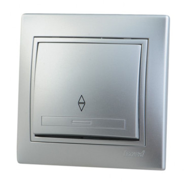 Выключатель 1-кл. с/п Мира метал/сер. прох. Lezard