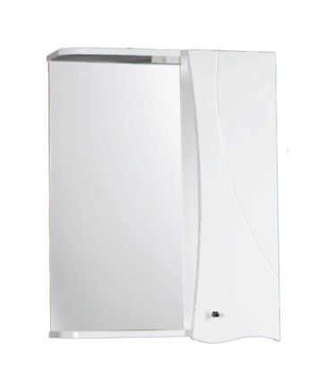 Зеркало + шкаф "Деко 55" с волной (белый) 525х702х180