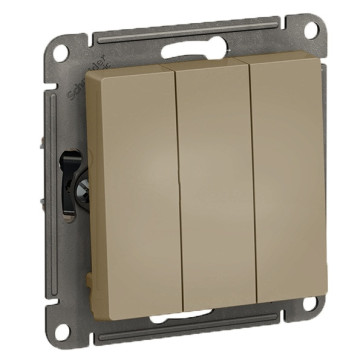 Выключатель 3-кл СП Schneider AtlasDesign 10А IP20 10AX механизм шампань SchE ATN000531