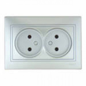 Розетка 2-м. с/п б/з Мира метал/сер.кер. Lezard