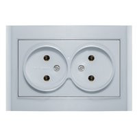 Розетка 2-ая б/з серебро Бриллиант СП, 16А, 220В 