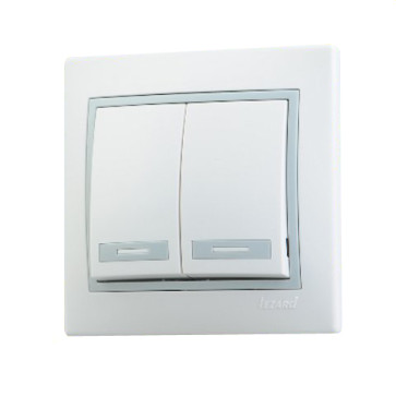 Выключатель 2-кл. с/п Мира бел/сер Lezard