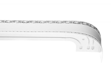 Витраж карниз 3-х рядный 3,6 м, белый глянец хром