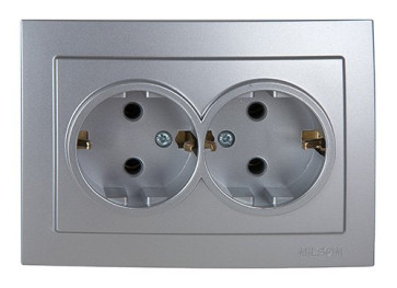 Розетка серебро с/п 2-я с/з NILSON THEME