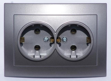 Розетка серебро о/п 2-я с/з NILSON THEME