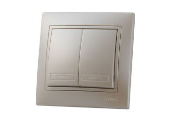 Выключатель 2-кл. с/п Мира метал/сер. Lezard