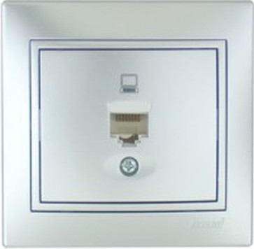 Розетка 1-м комп. с/п Мира RJ-45 метал/сер. Lezard