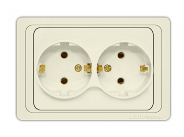 Розетка с/п 2 м с/з слоновая кость Валери