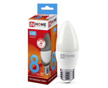 Лампа светодиодная СВЕЧА 8Вт Е27 4000К 600Лм IN HOME