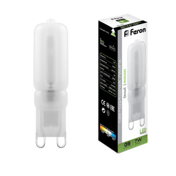 Feron G9 220V 7W 4000К прозрачная 60х16