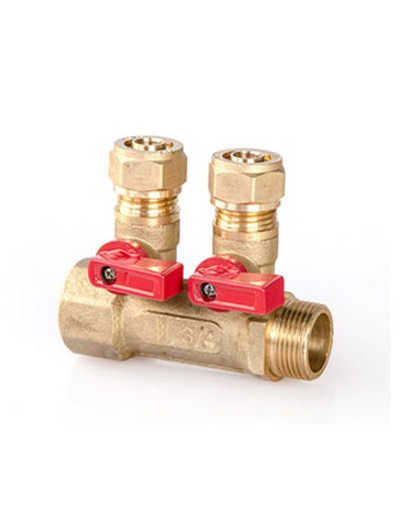 Коллектор 1*20 с 2 кранами SMT