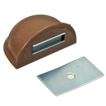 Стопор дверной, магнитный пластик, металл, 2,5x5см, коричневый