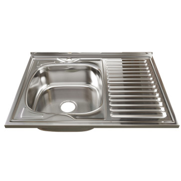 Мойка 60х80 (0, 8) лев вып 3 1/2 MIXLINE 18см с сифоном