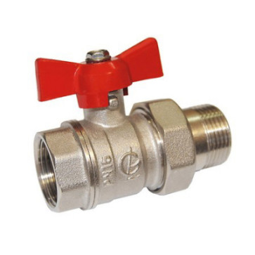 Кран шаровой со сгоном 3/4' ручка бабочка 11б27п1 Стандарт 232 ГАЛЛОП никель