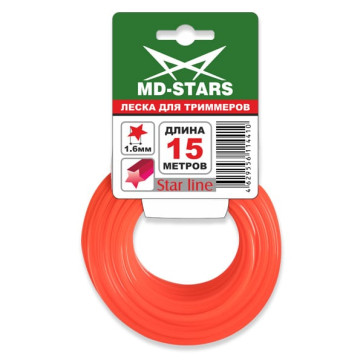 Леска для триммера ф 2,0мм х 15м HEPTAGON LINE (семиугольник) . "МD-STARS" 