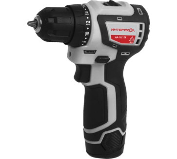 Дрель-шуруповерт аккумуляторная Интерскол ДА-10/12В, 12 В, 2 x 2 Ач, Li-Ion, ЗУ, кейс