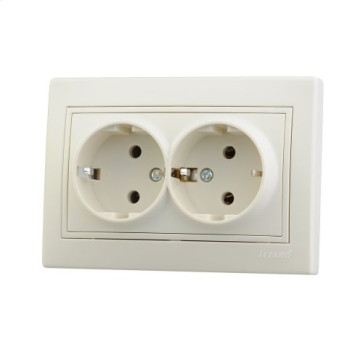 Розетка 2-м. с/п с/з Мира бел/бел.кер. Lezard