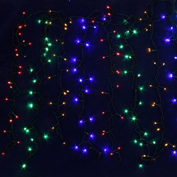 СНОУ БУМ Гирлянда электр. Занавес, 280LED, 2x1,5м, мультицвет, 8 реж, прозрачный провод, 220В