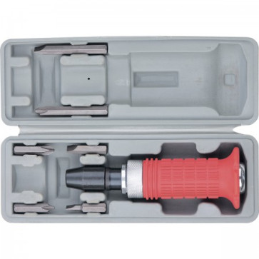 Отвертка ударно-поворотная 1/2", набор бит, 6 шт., обрезиненная ручка, в пласт, боксе MATRIX