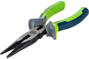 Длинногубцы прямые 160 мм, фосфатирование, трехкомпонентные рукоятки Сибртех