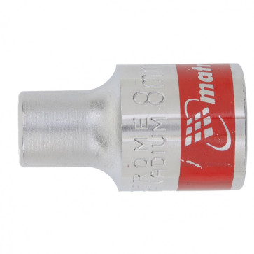 Головка торцевая,8 мм, 12 гранная, CrV, под квадрат 1/2" хромировання// MATRIX