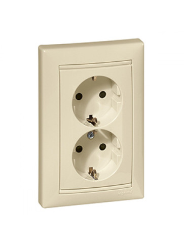 Розетка 2-ая с/з слон. кость Бриллиант СП, 16А, 220В (7948752) 