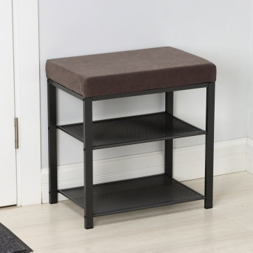 Банкетка для обуви ЗМИ Торонто 13S, 2 полки с мягким сиденьем, 47 x 30 x 49 см, каркас графит