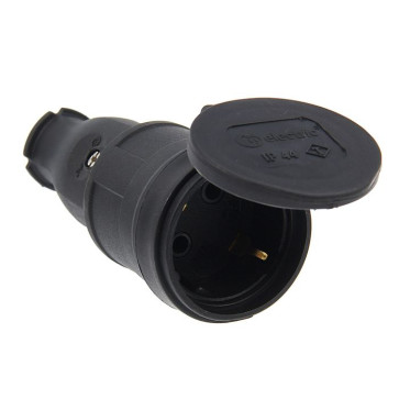Розетка переносная с загл.каучук 2Р+Е 1*16 250V IP44