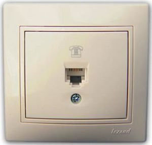 Розетка 1-м телеф. с/п Мира RJ-11 крем/крем. Lezard