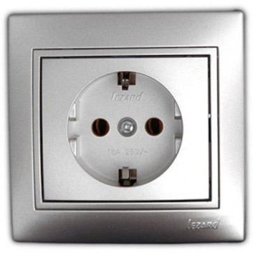 Розетка 1-м. с/п с/з Мира метал. сер.кер. Lezard 701-1010-122