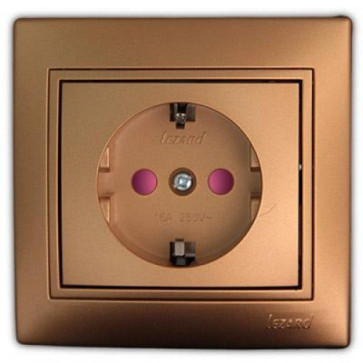 Розетка 1-м. с/п с/з Мира метал/зол.кер. Lezard