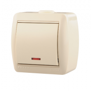 Выключатель 1-кл. о/п Ната крем. с инд. Lezard