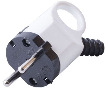 STEKKER Вилка угл, с ушком пластик белый 