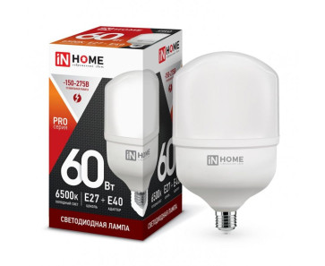 Высокомощная лампа 60Вт Е27 (5400Лм) 6500К IN HOME