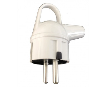 Вилка MAKEL угловая белая с кольцом 16А 250В