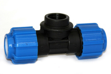 Тройник ПЭ с внутр. труб. резьбой 25х3/4х25 (обж.) ТПК-АКВА