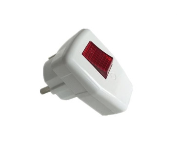 Вилка с выкл ,General с/з белая 16А 250В 