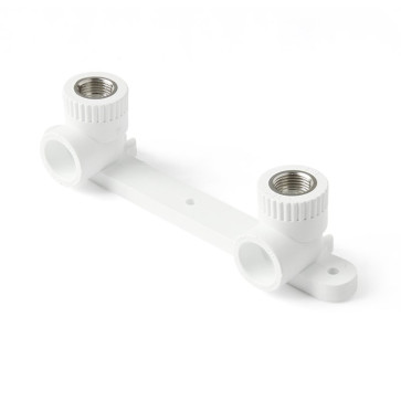 Уголок комб. гайка 20 х 1/2 PP-R с креплением двойной PRO AQUA (для крепления смесителя)