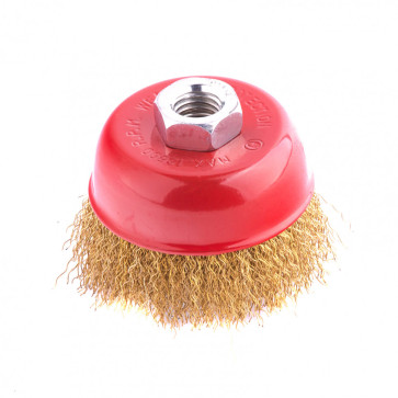 Щетка для УШМ 100 мм, М14, "чашка", латунированная витая проволока MATRIX