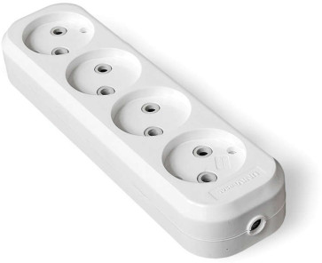 Розетка о/п 4 м белая б/з Олимп 16А