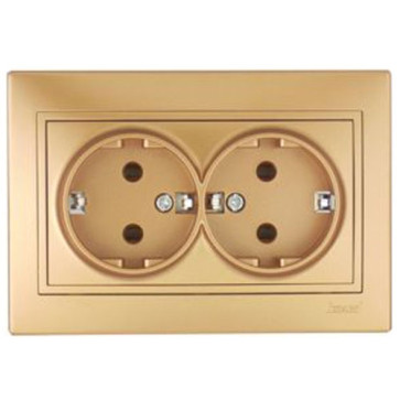 Розетка 2-м. с/п с/з Мира метал/зол.кер. Lezard