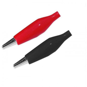 Зажим "крокодил"5А 40 мм черный/красный 2шт