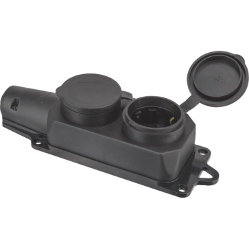 Колодка двух с заглушками с/з каучук 16А 250В IP44 Alfa 