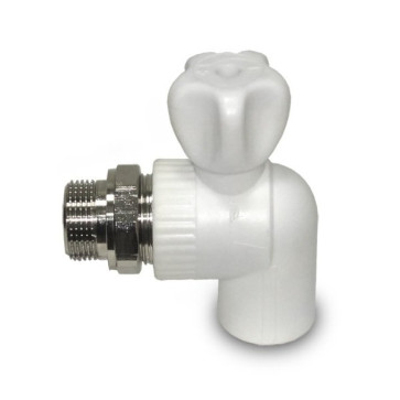 Кран радиатор. америк. 25 х 3/4 угловой PRO-AUQA белый